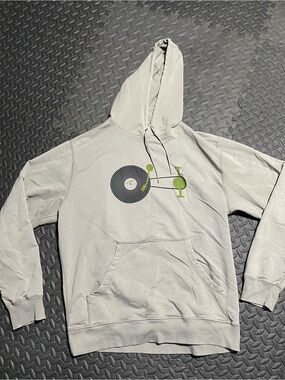 Patagonia Gray Hoodie with Green Record & Turntable Graphic